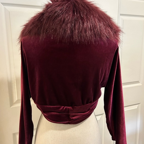 TAHARI Womens Burgundy Faux Fur Solid Long Sleeve Open
Cardigan Sweater Size XL - Picture 6 of 15